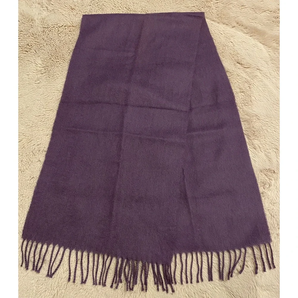 Charisma 100% Lana Wool Purple  Scarf /Neck Warmer Fringe Made in Japan PreOwned